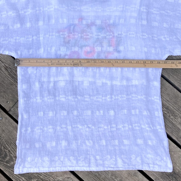 ELOHIM Top White Colorful Floral Embroidered Cotton Green Pink Blue Size Large - Picture 14 of 15